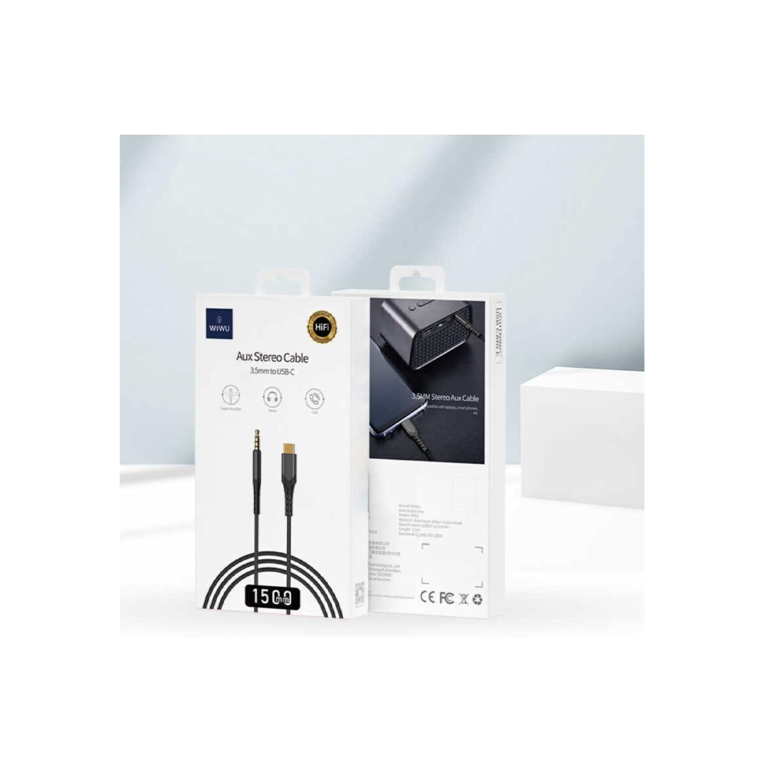 WIWU 3.5mm Audio Stereo Cable To Type-C 1.5M - Black WIWU 3.5mm Audio Stereo Cable To Type-C 1.5M - Black